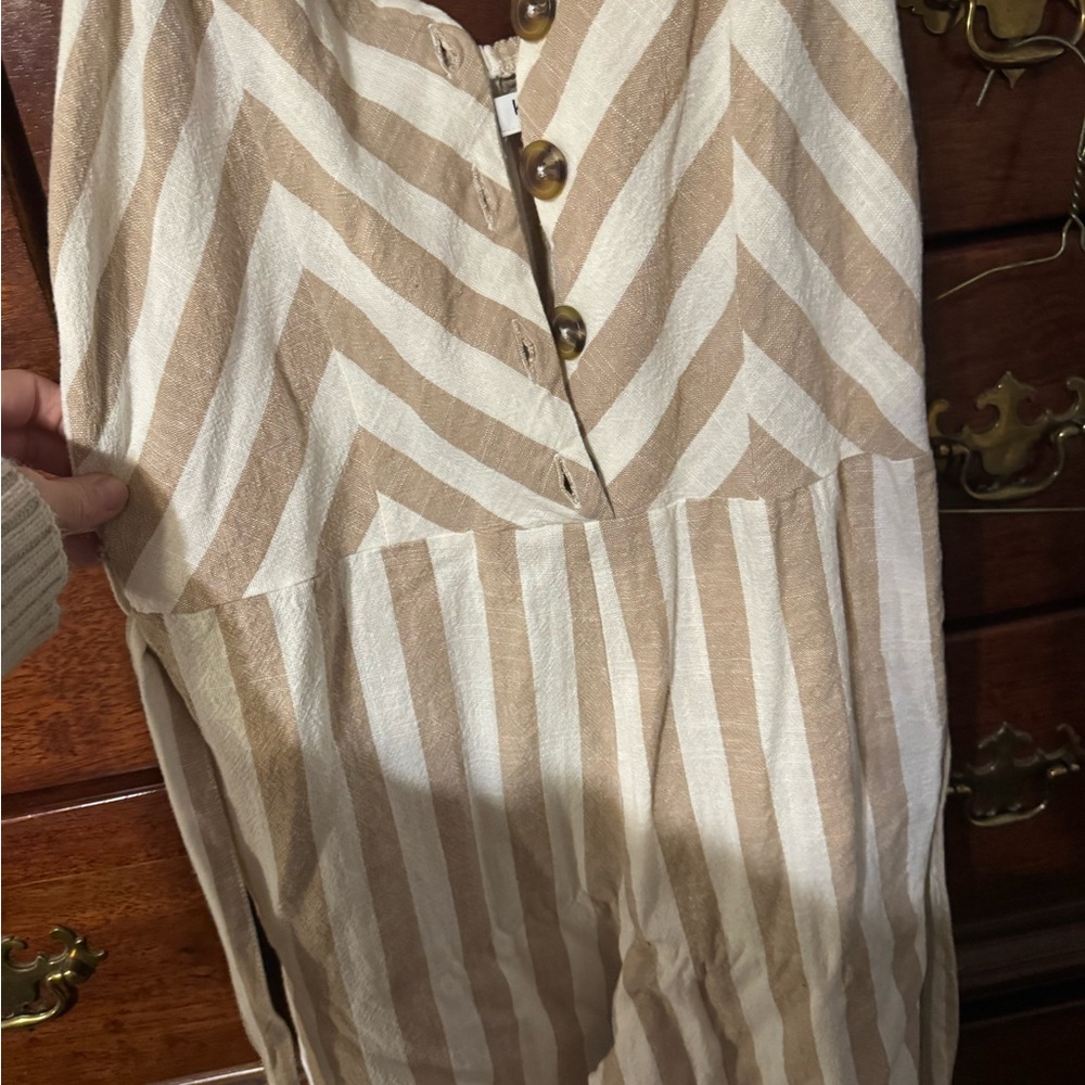 Kensie Beige and White Striped Top